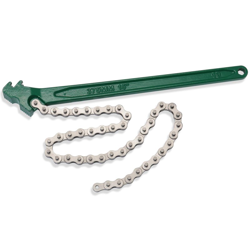 15 Inch Heavy-Duty Ratcheting Chain Wrench Reversible Oil Filter Tool