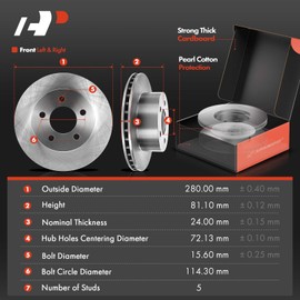 A-Premium Front Vented & Rear Solid Disc Brake Rotors + Ceramic Pads Kit Compatible with Select Jeep Models - Grand Cherokee 1994 1995 1996 1997 1998, 12-PC Set