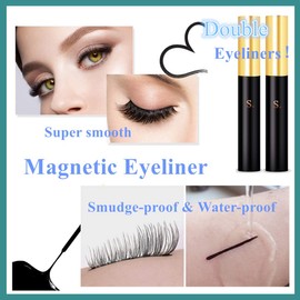 Magnetic Eyelash with Eyeliner Kit, 10 Pairs Magnetic Eyelashes Natural Look with Applicator, Easy to Apply and No Glue Needed, Short and Long Reusable Eyelashes Set