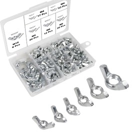 100 PCS Wing Nuts Assorted kit M4 M5 M6 M8 M10 Metric Steel 5 Size Wing Nut Fasteners,Carbon Steel Zinc Plated Right Hand Butterfly Wingnuts, Hand Twist Secure Fasteners