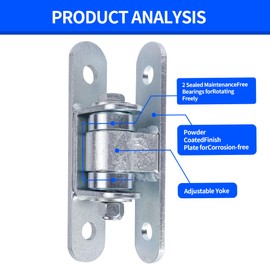 2 Pack of Heavy Duty Gate Hinges,Heavy Duty Bolt on Sealed Bearing Outdoor Gate Hinges Bolt onto Gate Bolt onto,Adjustable Yoke Pivot Bearing Gate Hinge - Supports Gates Up to 1100 Lbs(Sliver)