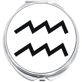 NewCharms Aquarius Zodiac Compact with Mirrors - Perfect Pocket and Purse Size Folding Mirror for Applying Make Up Anywhere