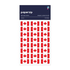 PAPERZIP - Canada Flags (le Drapeau national du Canada, the Maple Leaf) – 48 Stickers for Business, Schools, Celebrations
