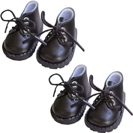 YUYAKESHI Cotton Doll, Doll Shoes, 2 Pairs of Clothes, 7.9 inches (20 cm), Accessories, For Stuffed Toys, Shoe Length 2.2 inches (5.5 cm), Combination, Leather Shoes, Unisex (2 Black Pairs)
