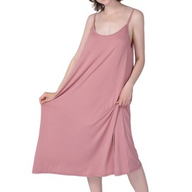 Lu's Chic Women's Nightgown Cami Cotton Sleepwear Plus Size Sleeveless Loungewear Soft Summer Night Pajama Sleep Dress Knee Length Nightwear Pink 5X