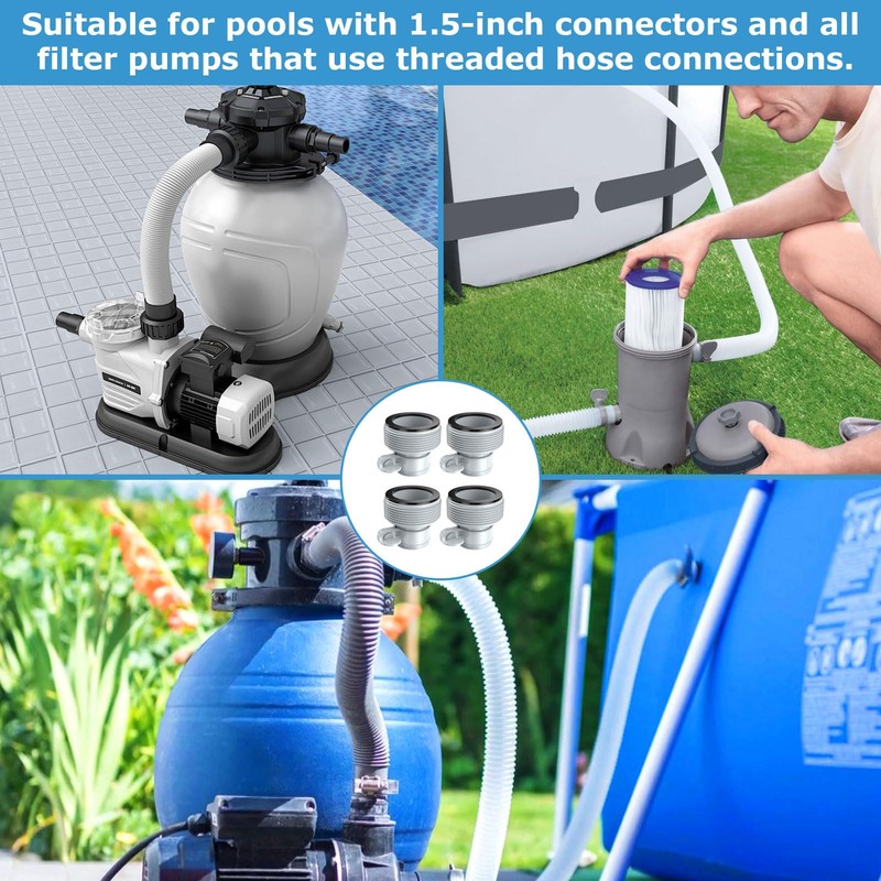 Gyinere 4 Pcs Pool Hose Adapter,1.25 to 1.5 Pool Hose