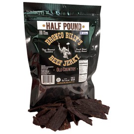 Bronco Billy's Beef Jerky Hickory Smoked Old Country Half Pound Resealable Bag
