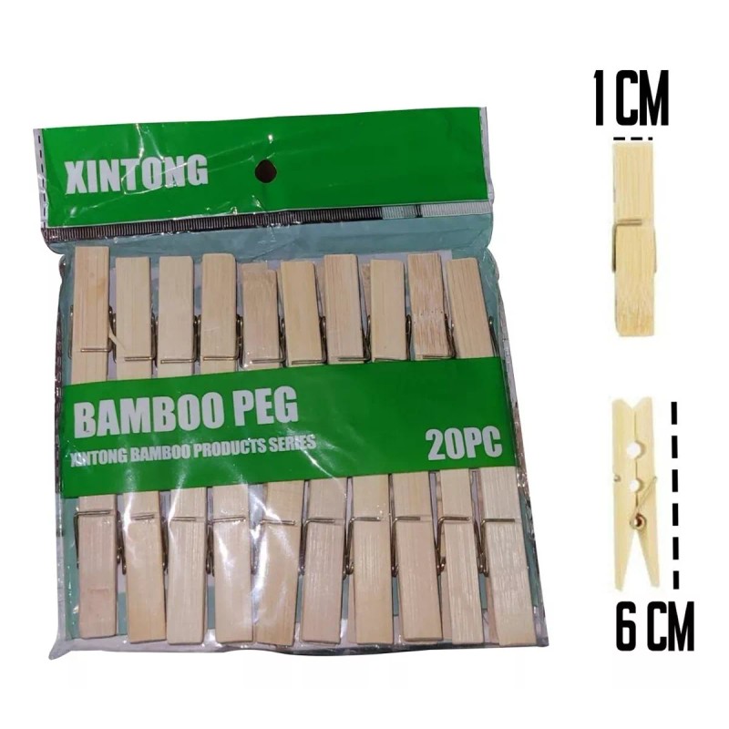 mdj Pinzas Chica Para Ropa Bambú 120 Piezas Ecológica