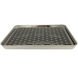 duoyif Stainless Steel Drip Tray, Bar Drip Tray, Made of Stainless Steel with Plastic Grid, Tea Tray, Rectangular Drip Tray for Bars, Teahouse, Restaurants, Cafes, Kitchen (31.5 x 24.5 x 2.5 cm)