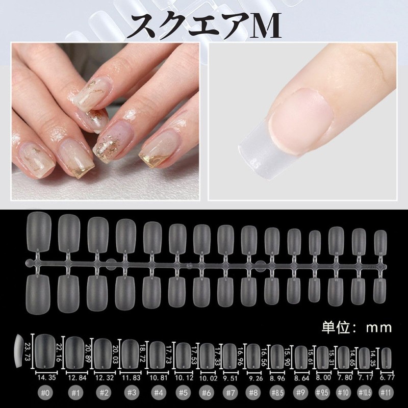 Nail Tips, 240 Pieces, 15 Sizes Set, Clear, Sanded, Nails,