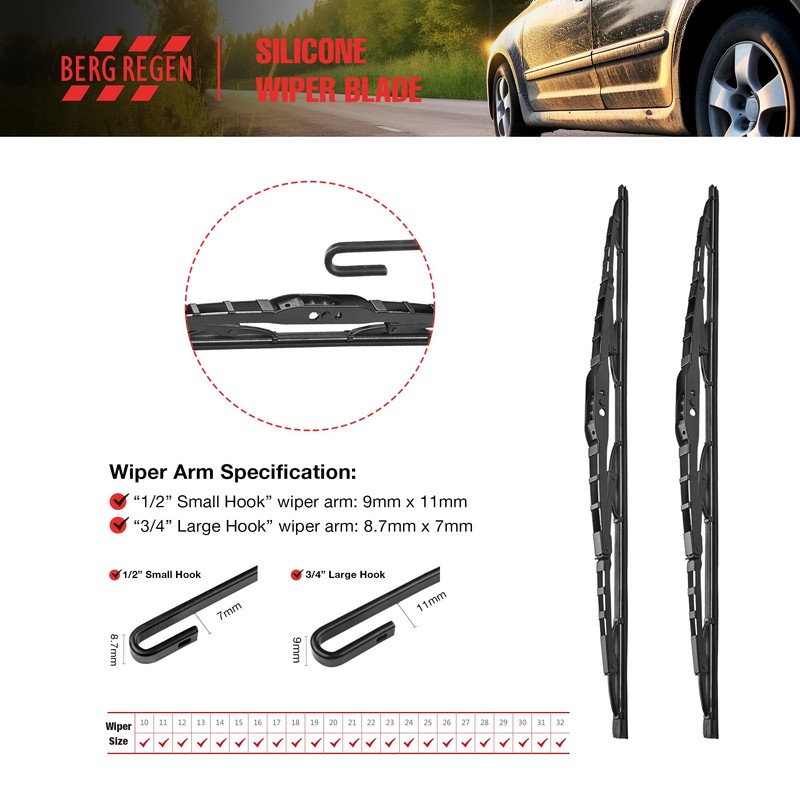 BERG REGEN® Silicone Windshield Wiper Blades Replacement for Jeep Liberty