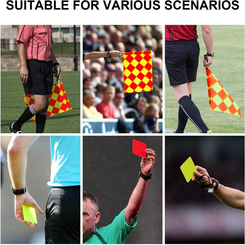 Soccer Referee Flag Set Red Yellow Cards with Notebook and