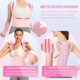 Lumewave Posture Corrector for Men and Women,Back Brace,Breathable,Adjustable, Back Corrector, Scoliosis and Hunchback Correction, Back Pain, Spine Corrector, Posture Trainer(Pink, S)