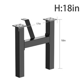 Orgerphy 18' Black H-Shape Metal Legs (2PCS) for Coffee Table & Bench | Mid Century Modern Heavy Duty Furniture Legs