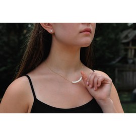 Moonstone Necklace for Women, Premium Gold Beaded Bar Necklaces - Tarnish Free 18K Gold Vermeil Certified S925 Classic Statement Necklace Gold Jewelry for Women - Mothers Day Gifts for Mom Wife