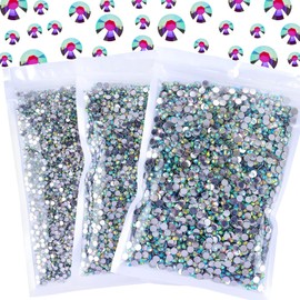 Duflash 25000 Pcs Crystal AB Resin Rhinestone, 3 mm 4 mm 5 mm Jelly Resin Non Hotfix Rhinestones for Crafts DIY Design, Tumblers, Clothes, Makeup, Nail Art