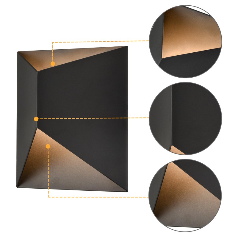 Laplusbelle 2-Pack Modern Outdoor Wall Lights, Black LED Exterior Wall