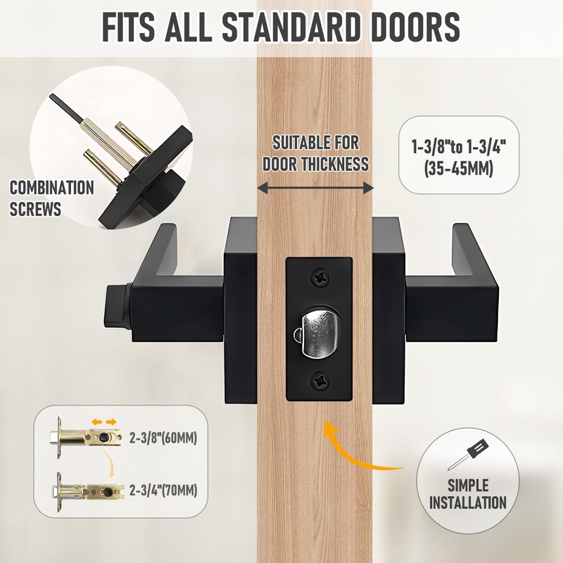 Aumerage Privacy Door Handle with Key - Heavy Duty Interior