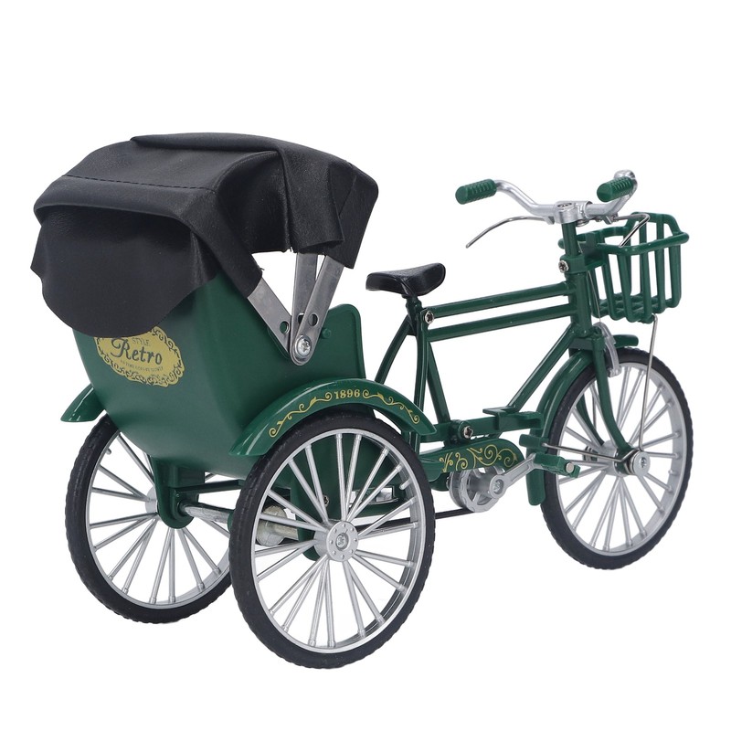 Rickshaw Model Retro Design Decorative Interesting Alloy 3 Wheel Rickshaw