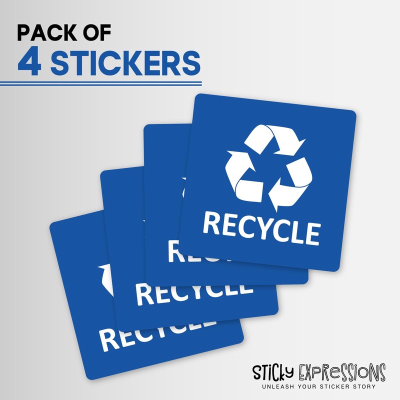 Sticky Expressions | Recycle Stickers for Trash Bins (4 Pack)