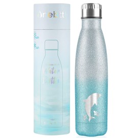 Onebttl Dolphin Gifts for Women, Dolphin Gifts For Christmas, Stainless Steel Glitter Bottle 17oz, Silver-Blue