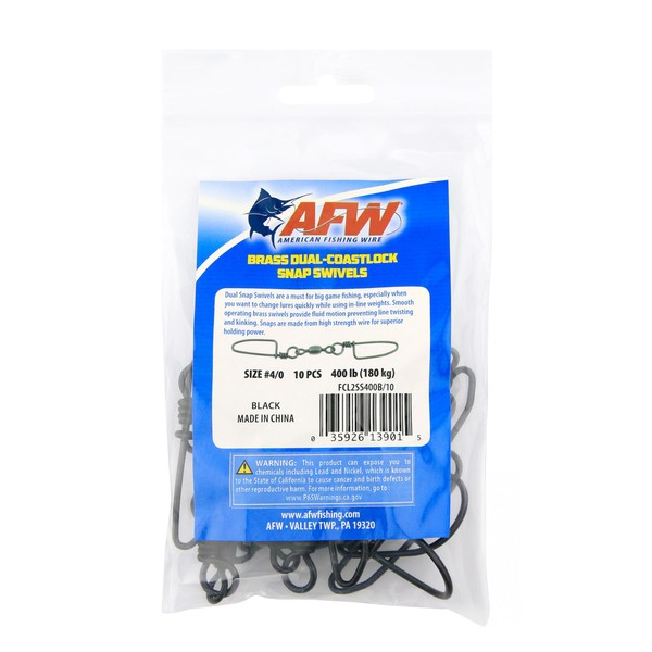 AFW Brass Dual Snap Swivels, 400 lb / 180 kg