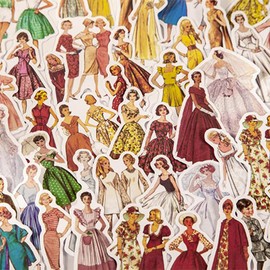 Alideco160Pcs Vinyl Scrapbook Stickers Sets.Vintage Fashion Sewing Dress People Aesthetic Stickers, Funny Stickers for Adults,Scrapbooking Supplies (（Vintage Women's Men's） Balimingyuan)