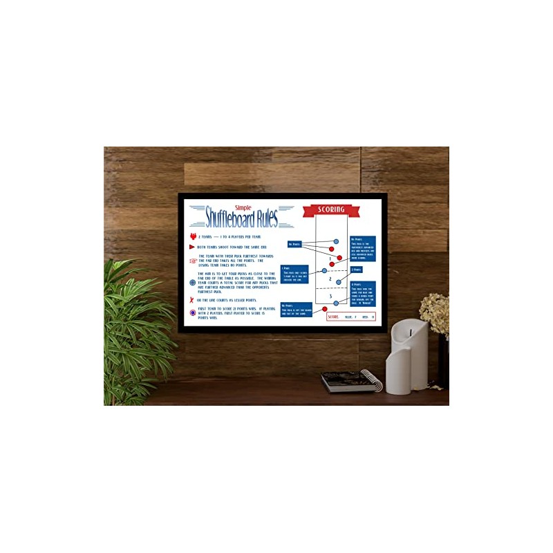 Framed Simple Table Shuffleboard Scoring Rules Poster - Perfect Visual