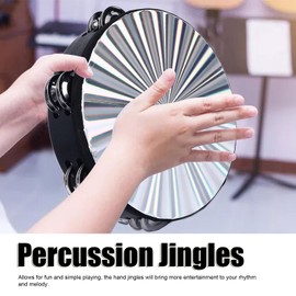 Double Row 8in Tambourine with Percussion Jingles - Happy Playing, Pretty Sounds, Broad Utility, Good Material, Easy Carrying - for Party Performance, Karaoke, Accompany