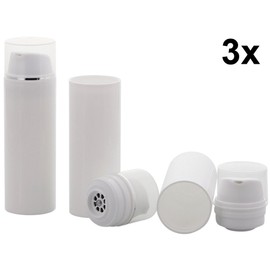 Kosmetex Airless Pump Dispenser 30 ml Silver Stripes Cream Dispenser Lotion and Gel Dispenser for Filling Yourself 3 x 30 ml