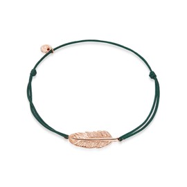 Glanzstücke München Women's Bracelet Feather Sterling Silver Rose Gold-Plated Fabric Bracelet with Feather Pendant Rose Gold Bracelet Fabric Bracelet, Fabric, Without Stone