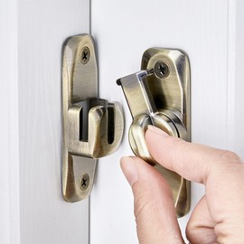 INIRET Barn Door Latches,Bronze 90/180 Degree Gate Lock,Zinc Alloy Right Angle Door Lock Latch,Flip Gate Latches Hardware,Door Security Sliding Door Latch Lock fo Cabinets,Bathroom