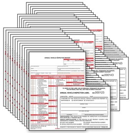 J. J. Keller 50-Pack, Annual Vehicle Inspection Report Form & Prenumbered Adhesive Vinyl Label 2-Ply, 3-Ply Carbonless Form, DOT Compliant