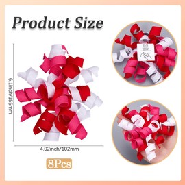 SOFPLATE 1 Box 8 Stück Geschenkschleifen Valentinstags Schleifen Gelockte Schleifen Dekor Rot Rosa Weiß Selbstklebende Ripsbandschleifen Zum Verpacken von Geschenken Leckerlibeuteln Geschenktüten Gebu