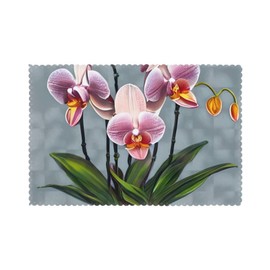 WHJSHOP Blooming Orchids Pattern Placemats Set of 6 - Dining Table Heat Resistant Table Set Mat for Home & Kitchen Decor