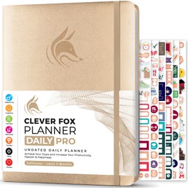 Clever Fox Planner Daily PRO - 8.5 x 11" A4 Size Daily Life Planner and Gratitude Journal to Increase Productivity, Time Management and Hit Your Goals - Undated - Lasts 3 Months (Pearl)