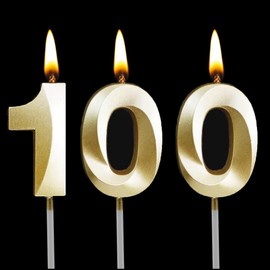 Candele di compleanno con numeri 100, candele di compleanno 3D, decorazione per torte di compleanno, feste, matrimoni, feste aziendali, anniversari, decorazioni per torte di compleanno, numero 100