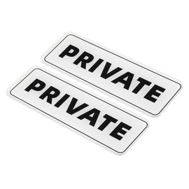 PATIKIL Private Sign, Acrylic 9"x3" Self Adhesive Door Sticker Wall Mounting Sign for Office Business Hotel, White 2 Pack