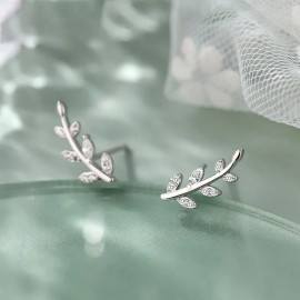 Unbranded 925 Sterling Silver Tiny Leaves Olive Leaf Dainty Minimalist Women Stud Earrings