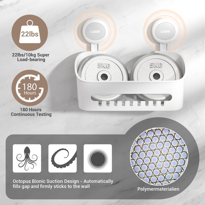 LUXEAR 4 Pack Shower Caddy Set - Suction Cup Shower
