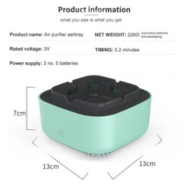 Neioaas Smokeless Ashtray - 2 In 1 Multifunctional Ashtray Air Purifier Ashtray with Filter,Multifunctional Portable Negative Ion Air Freshener for Business Car Home Office (Green)
