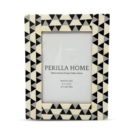 Perilla Home Rectangular Photo Frame Hanging Picture Frames Wall Picture Frames with Glass for Home Decor Office Living Room Bedroom Black, Grey and Off White With Triangle Design - (5 x 7 Inch)
