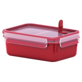 Tefal Master Seal Micro Rectangle Food Storage with Inserts, Red/Clear, 1 Litre