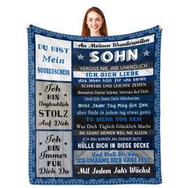 Parcae Gift for Son, Son Gift from Mum, 18th Birthday Boy Gift, To My Son, I Am Stolz auf Dich Gift, Azubi Gift, Mother Son Gift, Stitch Cuddly Blanket 150 x 130 cm