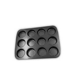 Gurlideo Cupcake Mould, Cups Perforated Mince Pie Bread Tray for 12 Rolls with Non-Stick Coating for Burgers, Bread, Rolls, Puffs, Tartlets (12 Cupcake Pan)