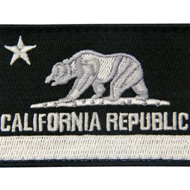 EmbTao California Tactical Embroidered Applique Fastener Hook&Loop Patch - White & Black