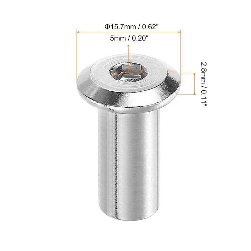 sourcing map M8x20mm Hex Socket Head Insert Nut Screw Post
