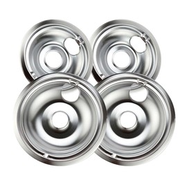 Purelux Electric Range Drip Pans Replacement for GE or Hotpoint Stove, Chrome Finish 4 Pieces Pack (Two 8" and Two 6")
