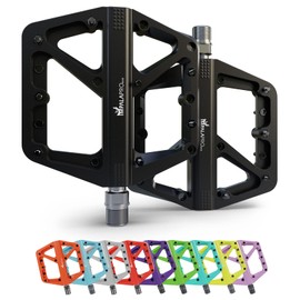 IMPALAPRO - Bike Pedals Nylon Fiber Selaed Bearing 9/16" - Non-Slip MTB pedals - Lightweight and Wide Flat Platform cycling Pedals for BMX Road MTB E-Bike (Black)