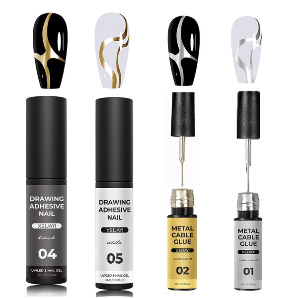 Virellay Gel Liner UV Nagellack Set - 4 Farben Schwarz